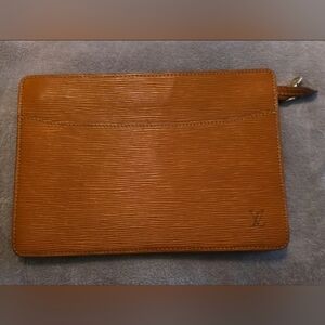 Louis Vuitton Pochette Homme Clutch in Epi Camel Brown